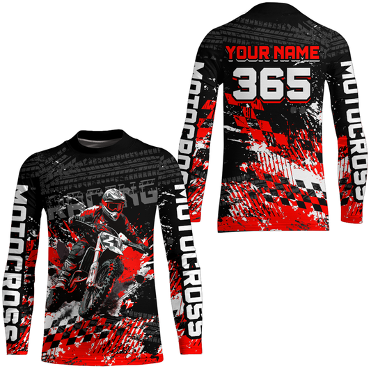 Red Dirt Bike Jersey Motocross Jersey Upf30+ Custom Mens Women Off-Road Jersey| CTP44