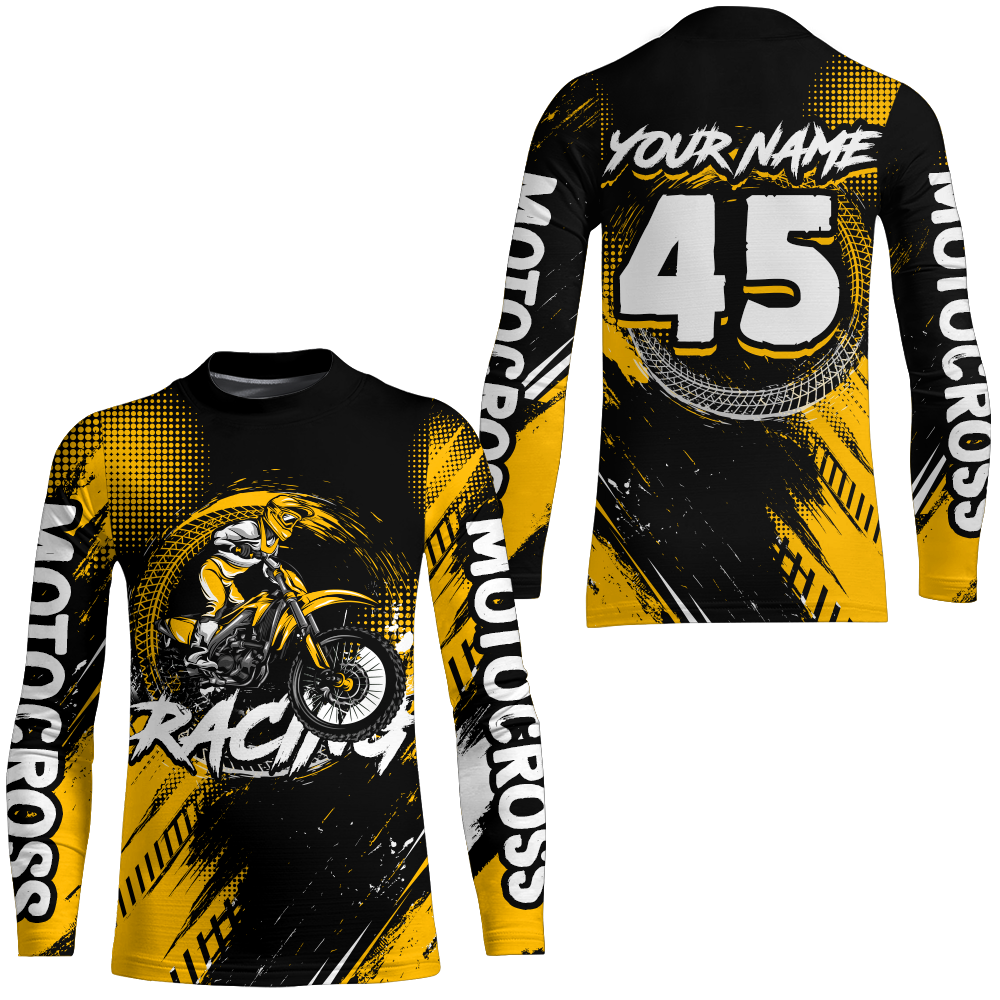 Custom Dirt Bike Yellow Jersey Motocross Jersey Upf30+ Mens Women Motocross Shirt| CTP22