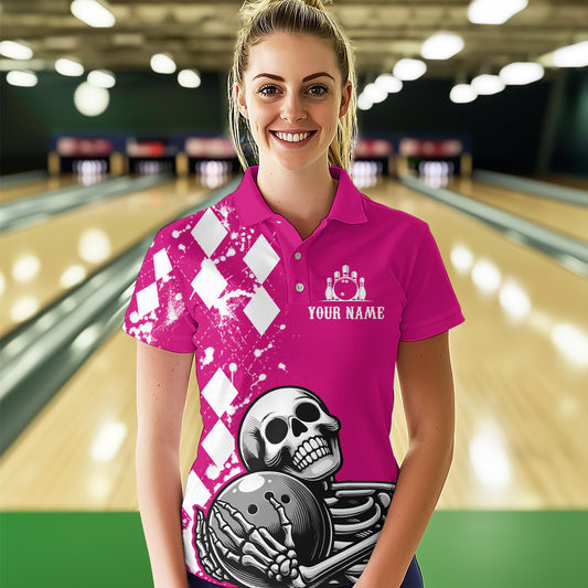 Skull Bowling Shirt for Women Custom Bowling Jersey Bowling Polo Shirt QZT245
