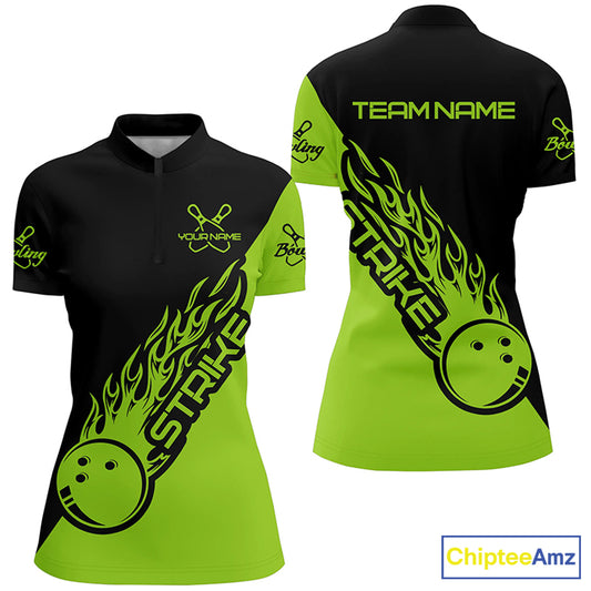 Custom Bowling Shirts For Women, Bowling Team Shirts Bowling Strike | Green IPHW4291