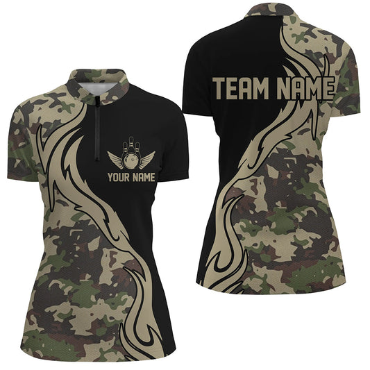 Military Green Camo Army Bowling Team Shirts Personalized Ladies Bowling League Shirts IPHW5517
