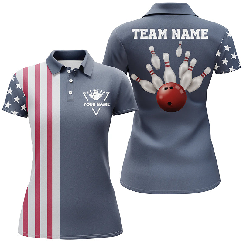 Custom bowling shirt for women – personalized team jersey front view