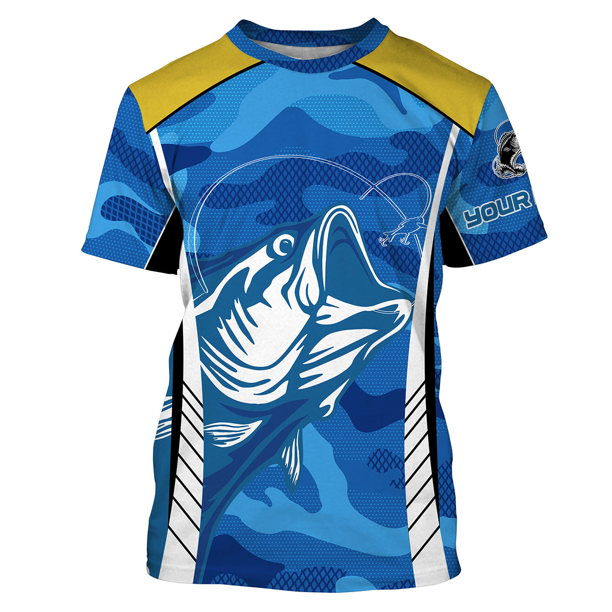 Bass Fishing tattoo blue UV protection customize name long sleeves fishing shirts NQS2328