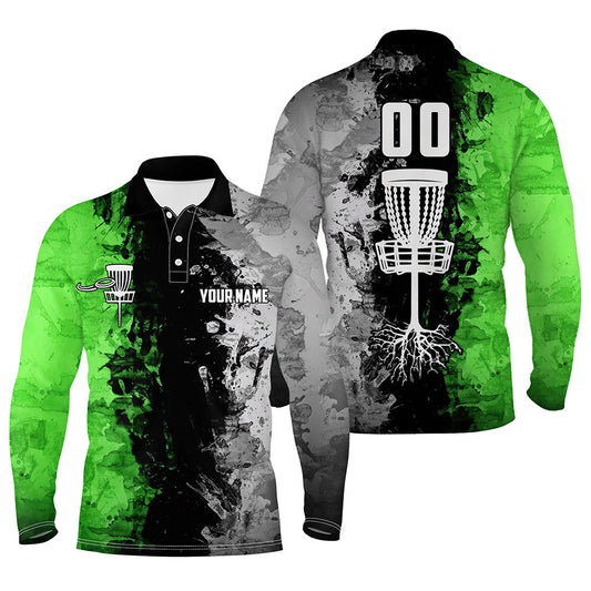Custom name and number Disc Golf basket Men polo shirts, disc golf shirts for men | Green NQS6471