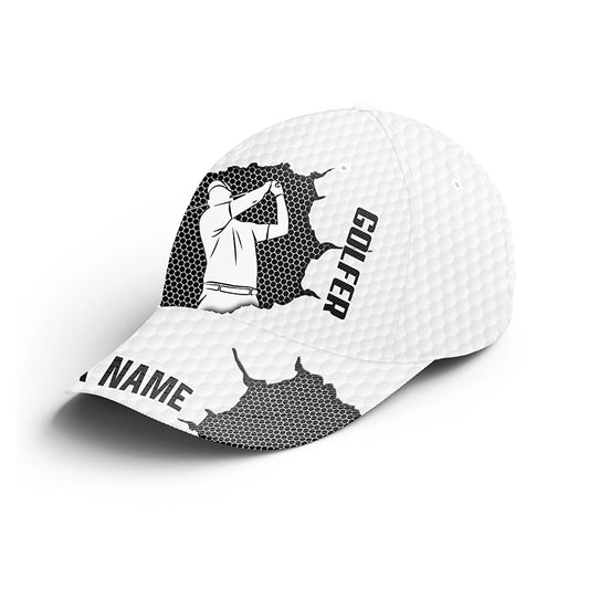 Black white Golfer hat custom name sun hats for men, golf caps and hats unique golf gifts NQS4664