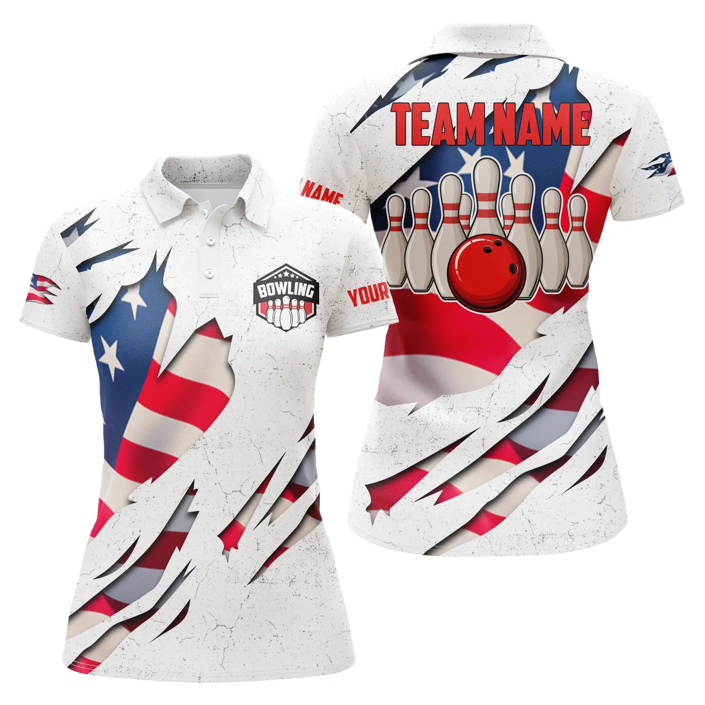 Custom bowling shirt for women – personalized team jersey front view