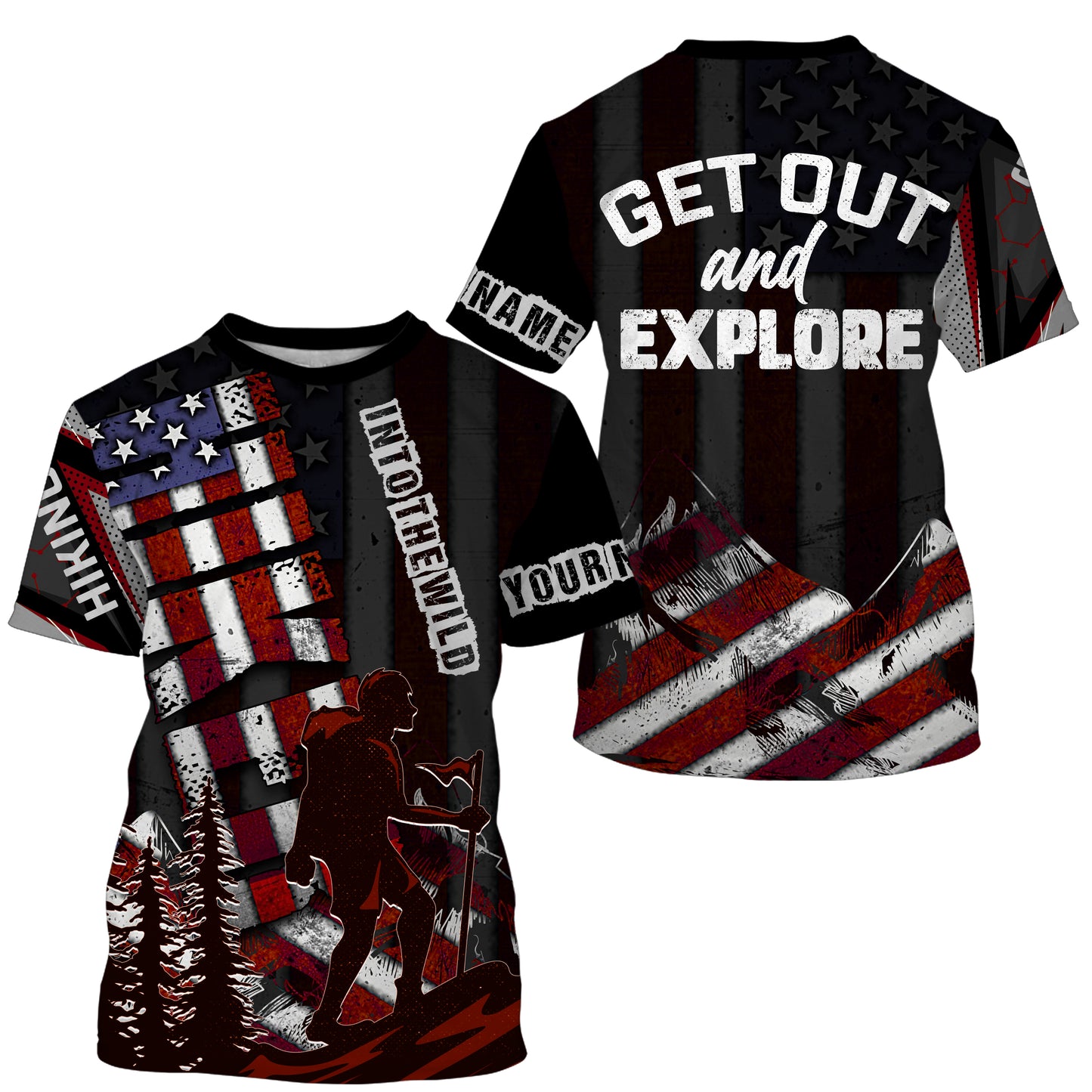 Personalized HikingJersey UPF30+, American Flag Shirt for Men Best Gift for Hikers Get Out and Explore| SP22