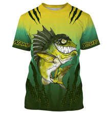 Load image into Gallery viewer, Largemouth Bass fishing custom name with angry bass ChipteeAmz's art UV protection shirts AT023