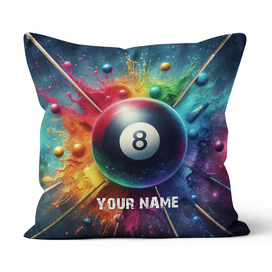 Personalized Colorful Painted 8 Ball Billiard 3D Pillow, Billiards Gifts VHM0901