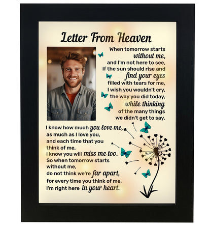 Memorial Shadow Box Letter from Heaven Sympathy Picture Frame Gifts for Loss of Loved One 2x3 Photo TND7