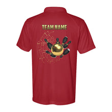 Load image into Gallery viewer, Personalized Gold Bowling Performance Polo Shirts Custom Bowling Team League Jerseys D02 NQS9877
