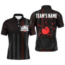 Load image into Gallery viewer, Custom Red Bowling Shirts Men &amp; Women American Bowling Team Jersey Polo Patriotic BDT567