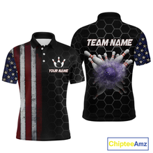 Load image into Gallery viewer, Custom American Bowling Polo Shirt Patriotic Bowling Jersey for Men Women QZT683