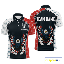 Load image into Gallery viewer, Eagel US Flag Bowling Custom Men Bowling Shirt Polo &amp; Quarter-Zip Bowling Team Jerseys HNT57