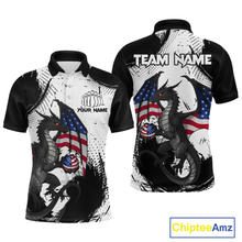 Load image into Gallery viewer, Black &amp; White Polo Bowling Team Jersey Custom American Dragon Bowling Shirt for Men Women QZT687
