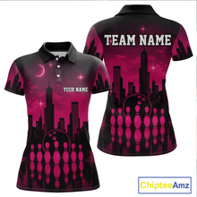 Load image into Gallery viewer, Pink Bowling Custom Women Bowling Shirt Polo &amp; Quarter-Zip Bowling Team Jerseys HNT66