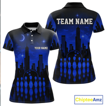 Load image into Gallery viewer, Blue Bowling Custom Women Bowling Shirt Polo &amp; Quarter-Zip Bowling Team Jerseys HNT66