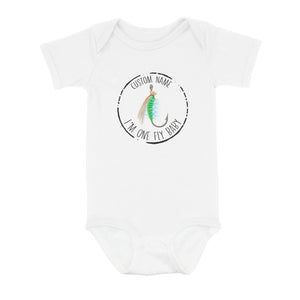 Funny Fishing Infant Bodysuit Custom Infant Fishing Shirts, I'm one fly baby Fishing Baby Onesie NQS8281