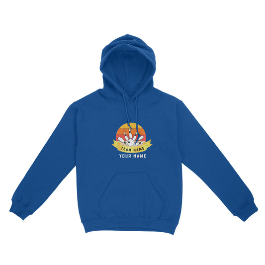 Custom Name and Team name Retro Bowling Ball Pins Unisex Standard Hoodie NQS8693