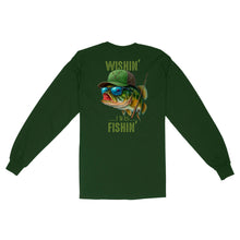 Load image into Gallery viewer, Funny Fishing Shirt Wishin&#39; I Was Fishin Custom Name funny Bass fishing Long Sleeve D03 NQS9898