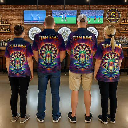 Custom Zen Frog Dart Shirts for Men Menditation Style Dart Jersey Polo & 1/4Zip Dartboard Shirt DHT20