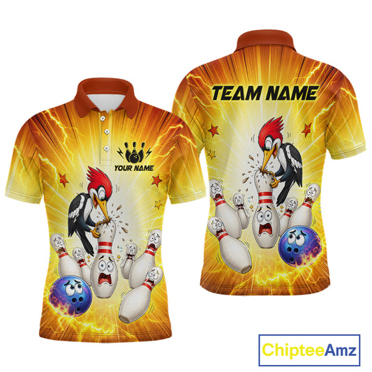 Two view of polo shirts with cartoon design and 'Team Name' text on a white background