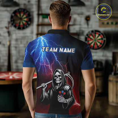 Custom Lightning Thunder Grim Reaper Dart Shirts for Men Polo & Quarter-Zip Dart Jersey DHT27