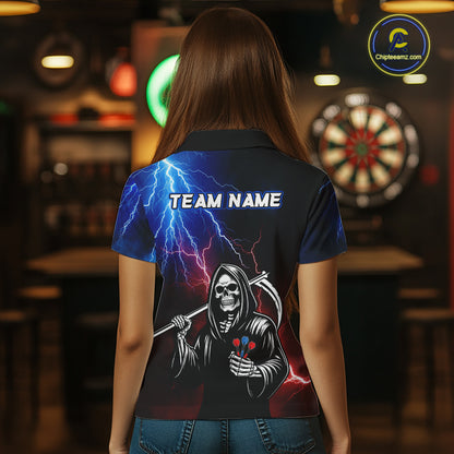Custom Lightning Thunder Grim Reaper Dart Shirts for Women Polo & Quarter-Zip Dart Jersey DHT27