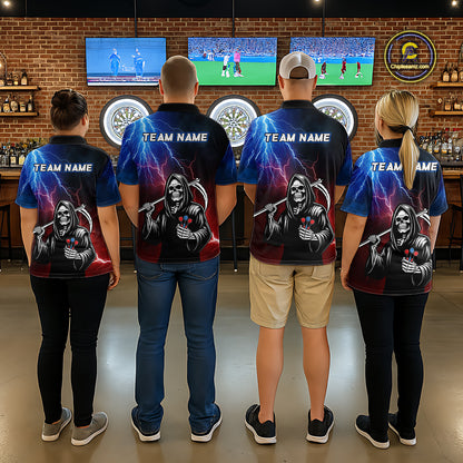 Custom Lightning Thunder Grim Reaper Dart Shirts for Men Polo & Quarter-Zip Dart Jersey DHT27