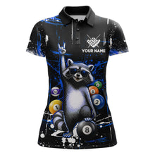Load image into Gallery viewer, Custom Blue Funny Raccoon Billiard Shirt for Women 8 Ball Pool Billiard Jersey Polo &amp; 1/4-Zip BHT5