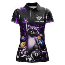 Load image into Gallery viewer, Custom Purple Funny Raccoon Billiard Shirt for Women 8 Ball Pool Billiard Jersey Polo &amp; 1/4-Zip BHT5
