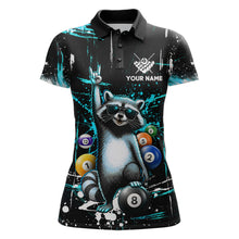 Load image into Gallery viewer, Custom Turquoise Funny Raccoon Billiard Shirt for Women 8 Ball Pool Billiard Jersey Polo &amp; 1/4-Zip BHT5