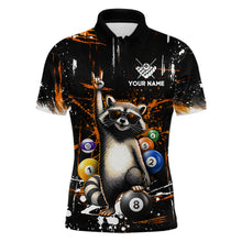Load image into Gallery viewer, Custom Orange Funny Raccoon Billiard Shirt for Men 8 Ball Pool Billiard Jersey Polo &amp; 1/4-Zip BHT5