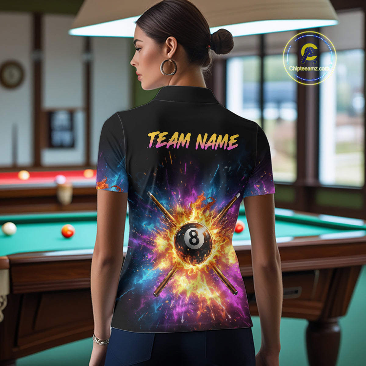 Custom Galaxy Billiard Shirt 8 Ball Billiard Jersey for Women Polo & Quarter-Zip BHT10