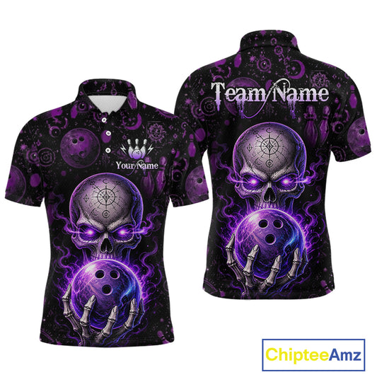 Custom Mystic Skull Bowling Shirt for Men Bowling League Jersey Polo & Quarter-Zip Outfit QZT1020