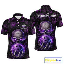 Load image into Gallery viewer, Custom Mystic Skull Bowling Shirt for Men Bowling League Jersey Polo &amp; Quarter-Zip Outfit QZT1020