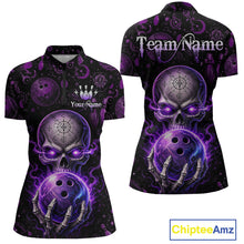 Load image into Gallery viewer, Custom Mystic Skull Bowling Shirt for Women Bowling League Jersey Polo &amp; 1/4-Zip QZT1020