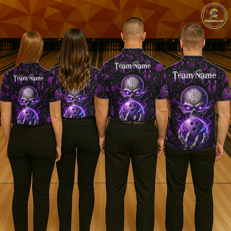 Custom Mystic Skull Bowling Shirt for Women Bowling League Jersey Polo & 1/4-Zip QZT1020
