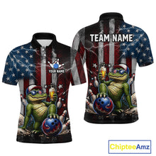 Load image into Gallery viewer, Custom American Flag Funny Beer Bowling Shirt for Men Patriotic Bowling Jersey Polo &amp; 1/4-Zip QZT1023