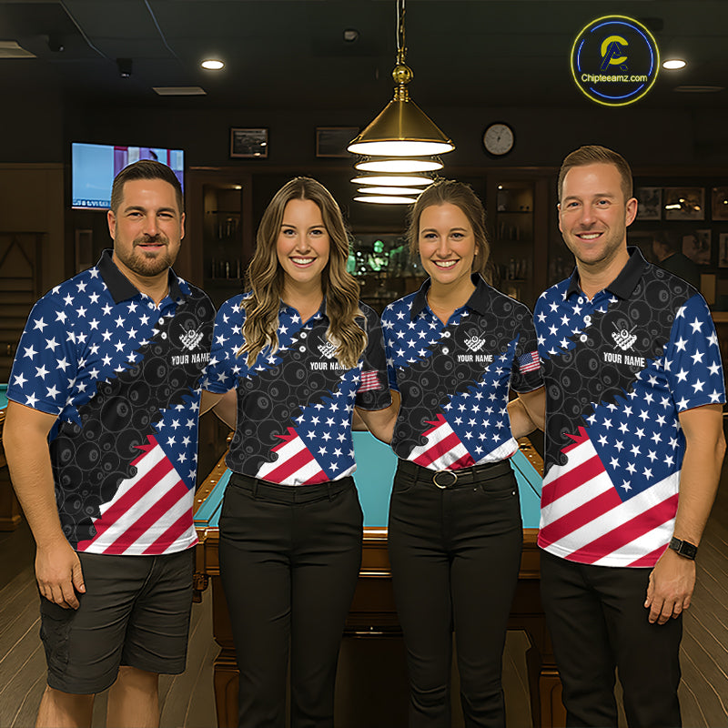 Custom American Flag Black Eagle Billiards Shirt for Women 8 Ball Pool Team Jersey Billiard Outfit BHT102