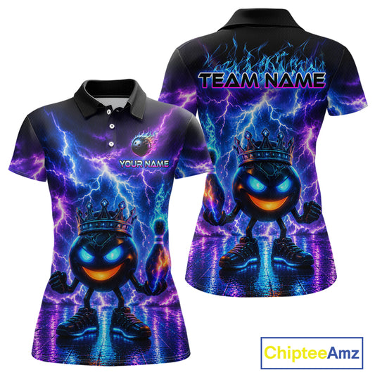 Polo shirt with a colorful design featuring a character with glowing eyes and lightning effects, with 'Team Name' and 'Your Name' text space.