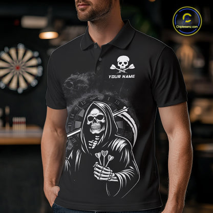Personalized Grim Reaper Dart Shirt for Men Dart League Jersey Dartboard Shirt Polo & Quarter-Zip DHT1