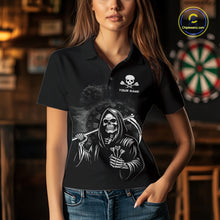 Load image into Gallery viewer, Personalized Grim Reaper Dart Shirt for Women Dart League Jersey Dartboard Shirt Polo &amp; Quarter-Zip DHT1