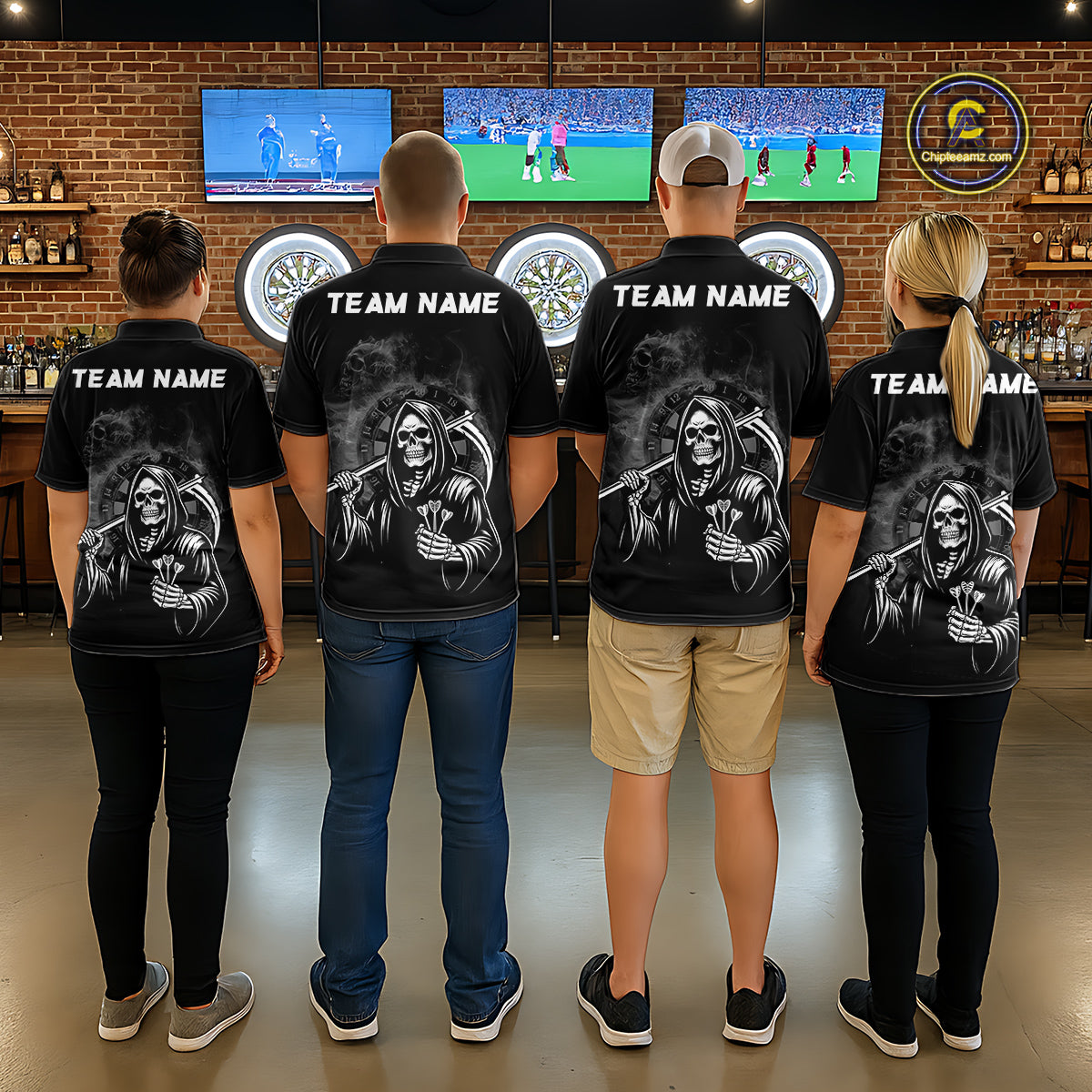 Personalized Grim Reaper Dart Shirt for Men Dart League Jersey Dartboard Shirt Polo & Quarter-Zip DHT1