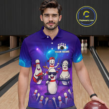 Load image into Gallery viewer, Custom Funny Bowling Pins Music Shirt Neon Bowling Jersey for Men Polo &amp; 1/4 Zip Bowling Outfit QZT788