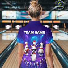 Load image into Gallery viewer, Custom Funny Bowling Pins Music Shirt Neon Bowling Jersey for Women Polo &amp; 1/4 Zip Bowling Outfit QZT788