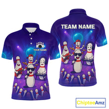 Load image into Gallery viewer, Custom Funny Bowling Pins Music Shirt Neon Bowling Jersey for Men Polo &amp; 1/4 Zip Bowling Outfit QZT788