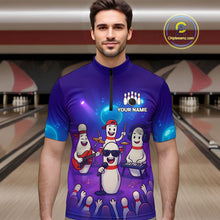 Load image into Gallery viewer, Custom Funny Bowling Pins Music Shirt Neon Bowling Jersey for Men Polo &amp; 1/4 Zip Bowling Outfit QZT788