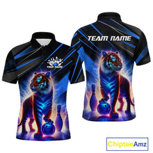Load image into Gallery viewer, Blue Tiger Bowling Team Shirt Custom Bowling League Jersey for Men Bowling Outfit Polo &amp; 1/4 Zip QZT773