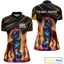 Load image into Gallery viewer, Orange Tiger Bowling Team Shirt Custom Bowling League Jersey for Women Bowling Outfit Polo &amp; 1/4 Zip QZT773